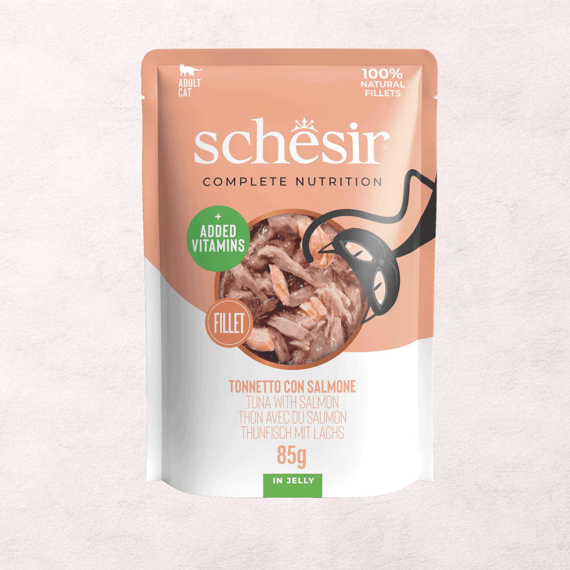 Comida húmeda para gatos adultos Schesir atún con salmón 85 g - 1