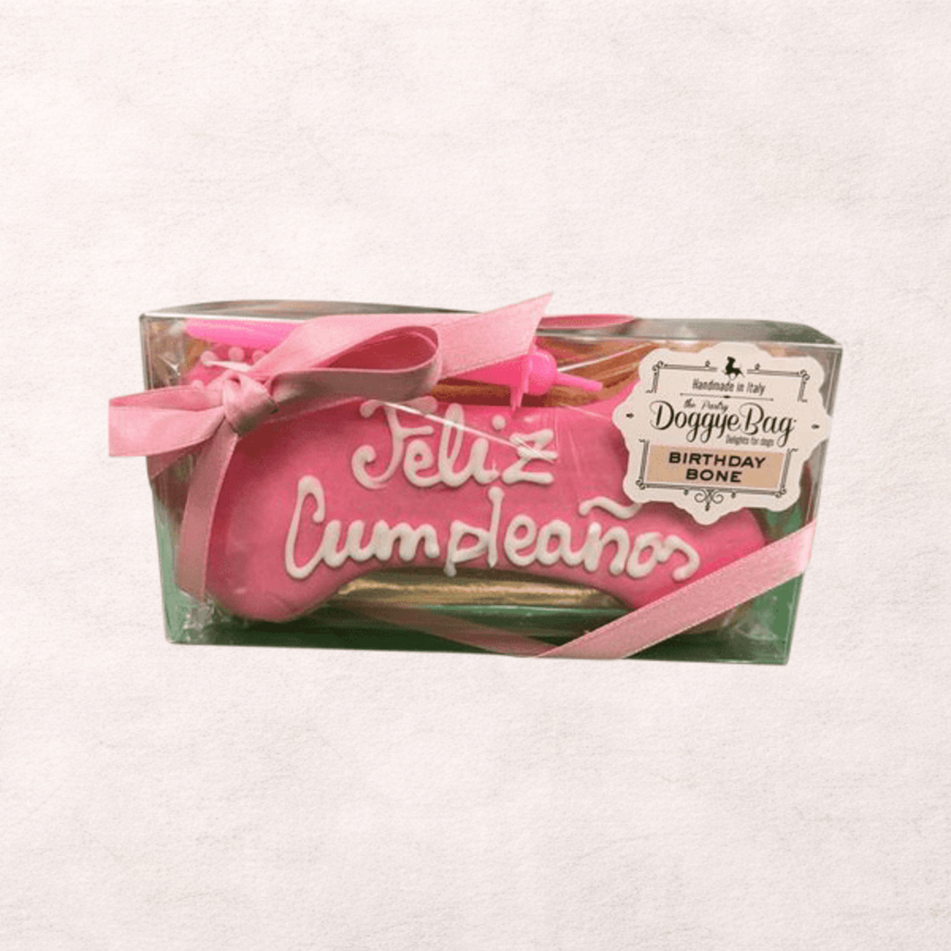 DOGGYEBAG HUESO DE CUMPLEAÑOS PARA PERRO ROSA -85G- - 1