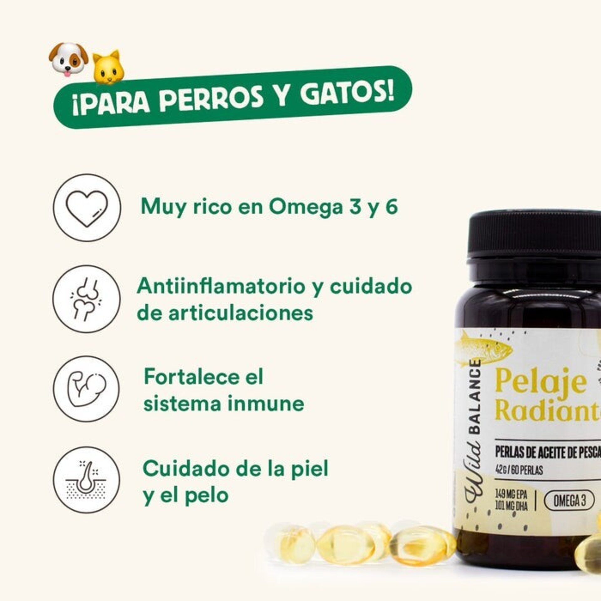 PELAJE RADIANTE Cápsulas Omega 3 de aceite de pescado - 2