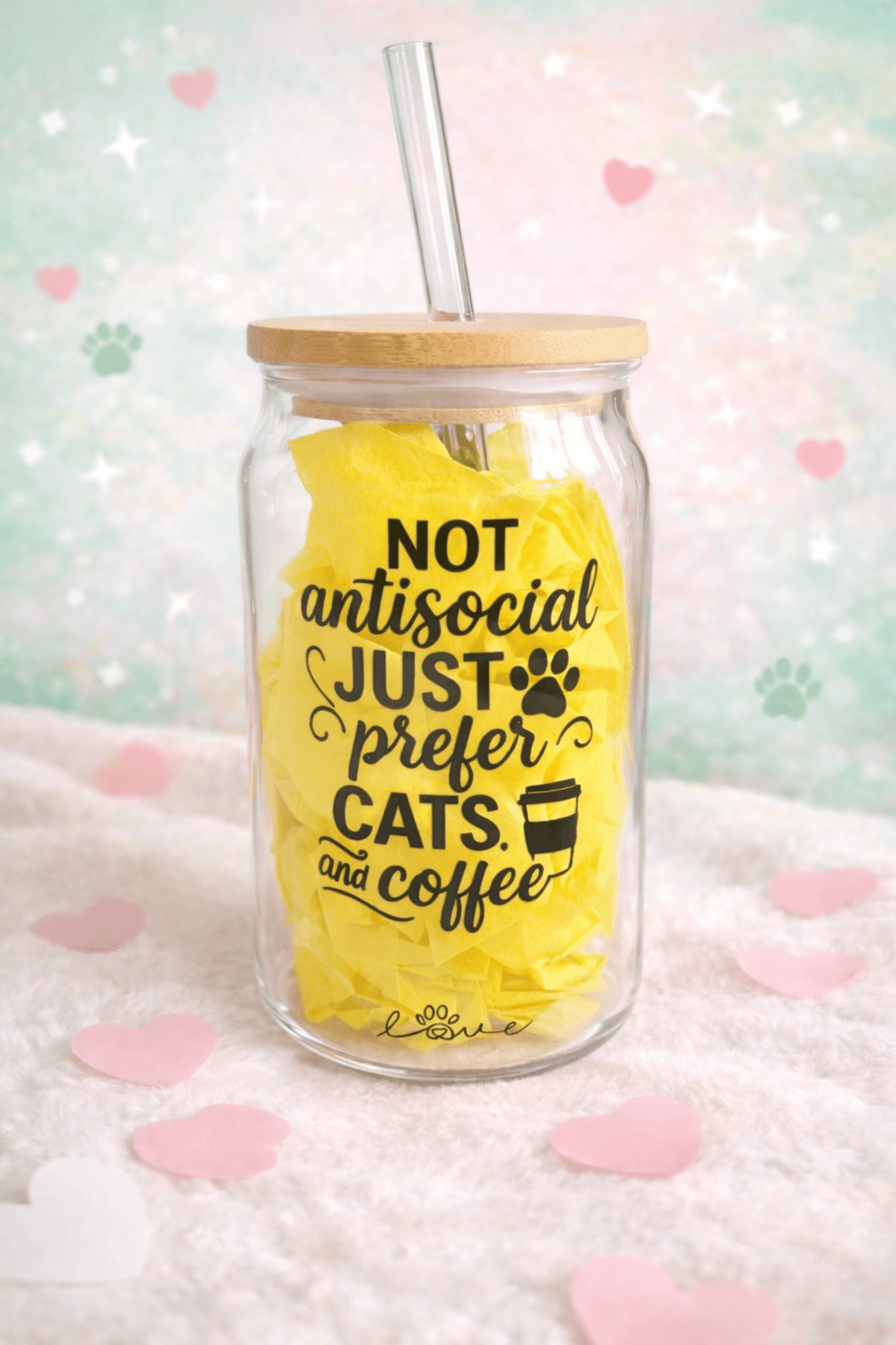 Vaso con pajita antisocial  prefer cats - 1
